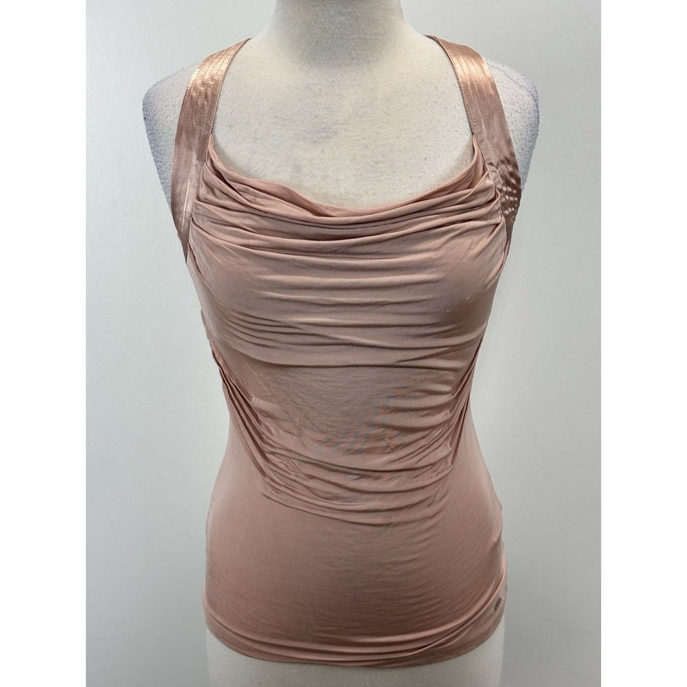 Vtg Y2K Guess Draped Top Women's M Blush Sleeveless Pink Baddie Club Fairy